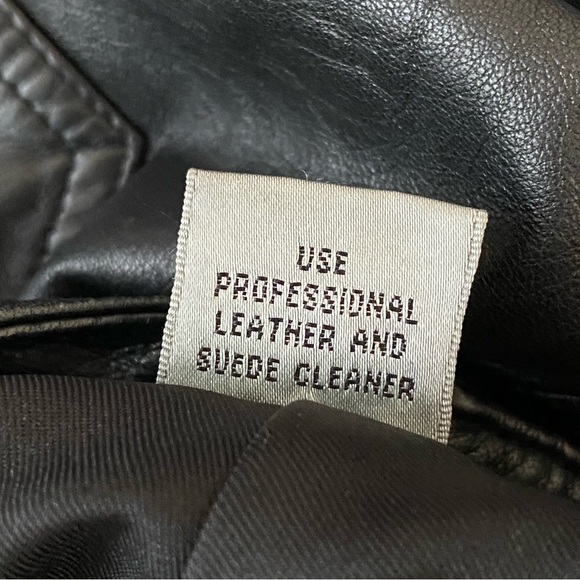 Real genuine leather black high waisted straight leg long pants with pockets - Picture 8 of 14